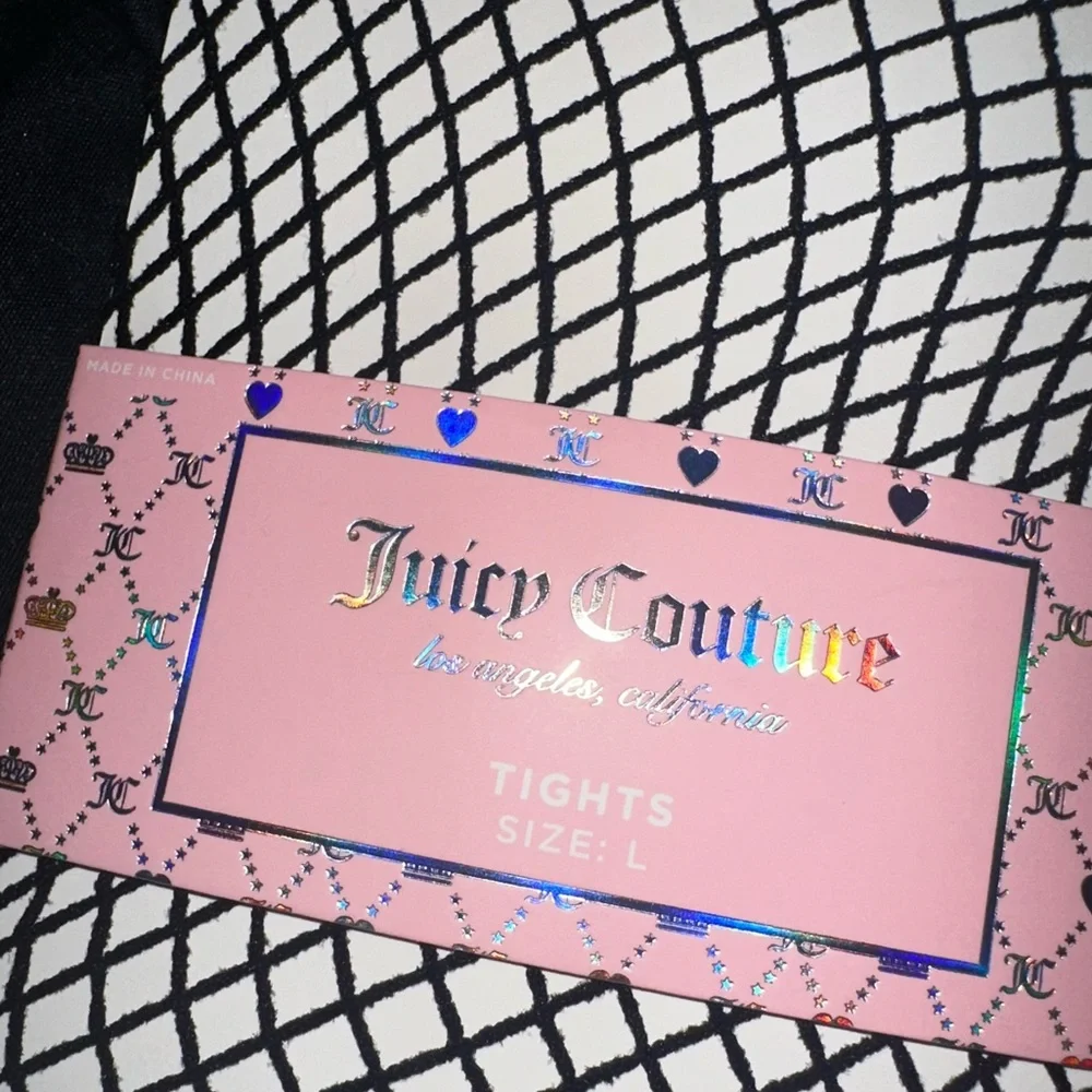 Juicy Couture rhinestone fishnet tights